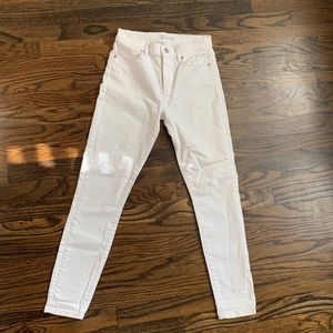 LOFT Modern High Waist Skinny Ankle White Jeans